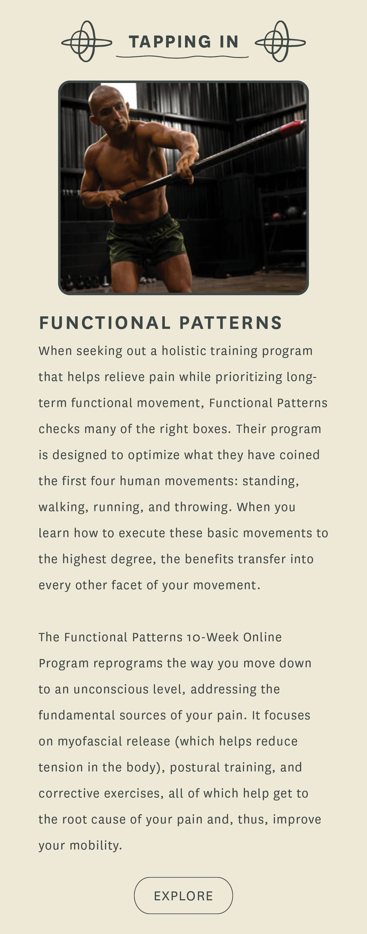 When seeking out a holistic training program that helps relieve pain while prioritizing long-term functional movement, Functional Patterns checks many of the right boxes.